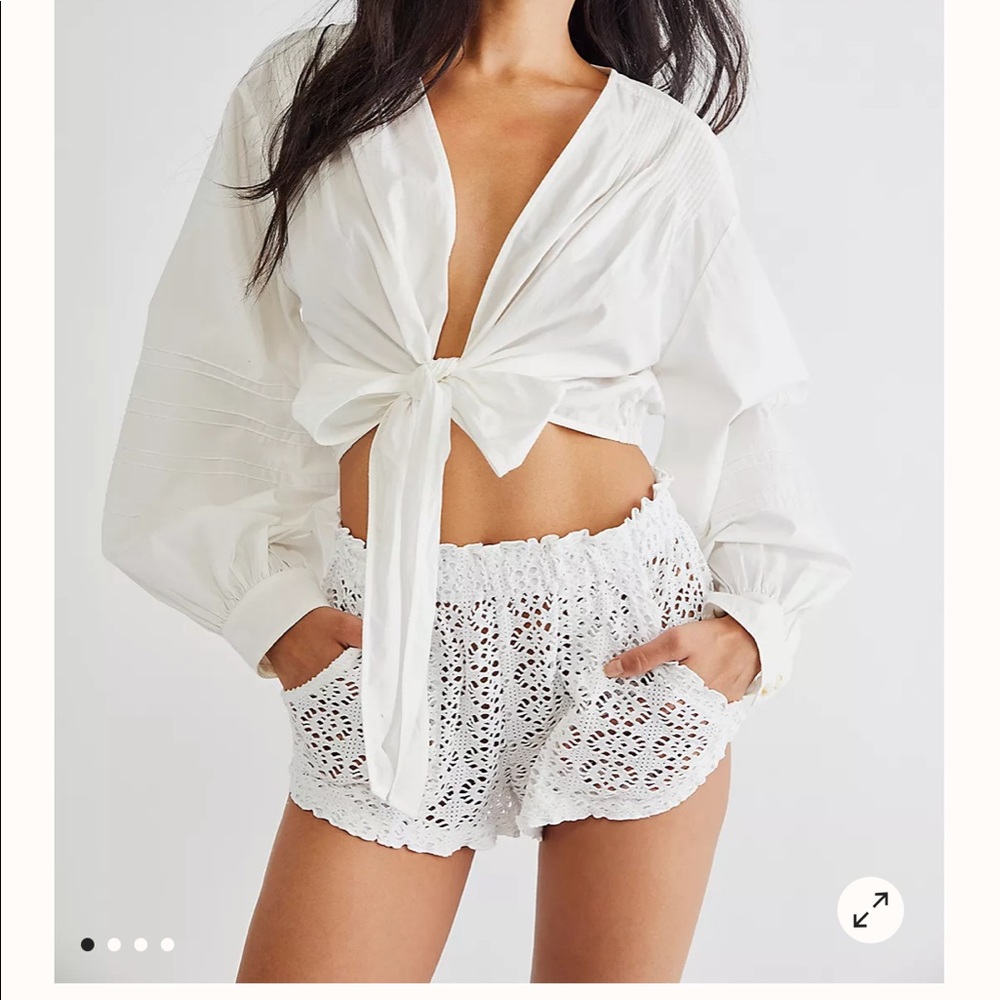 FP Beach Crochet Love Shorts-Ivory